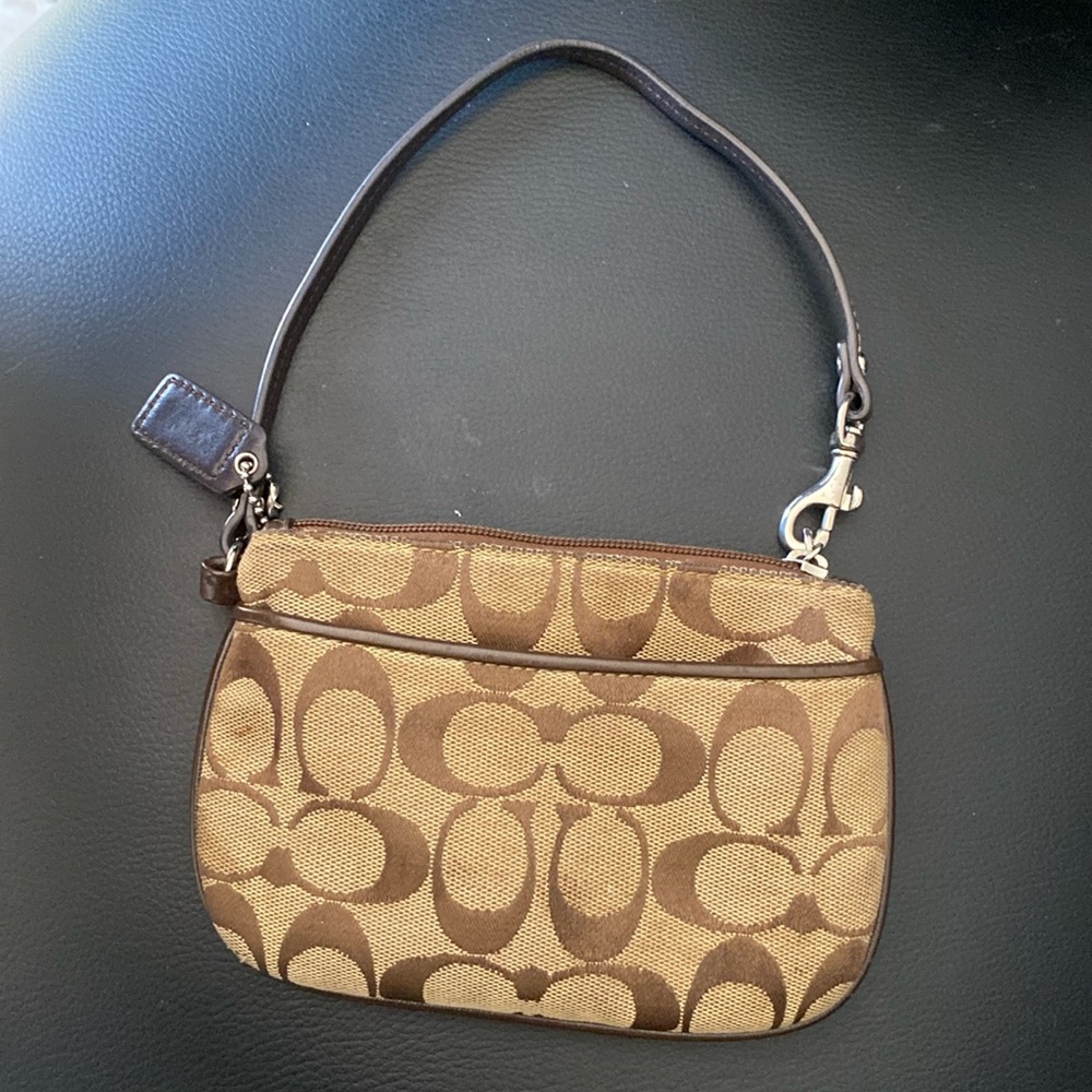 COACH brown wristlet